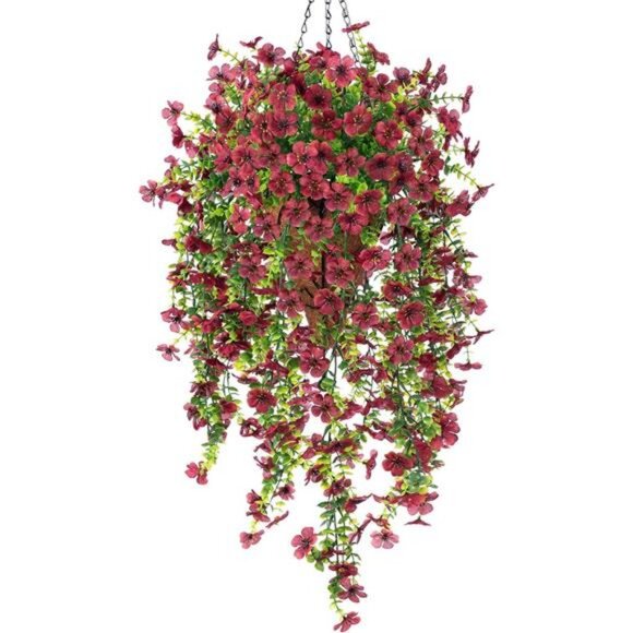 Fake Artificial Flowers with Hanging Basket for Outdoor Fall Decoration - Picture 1 of 7
